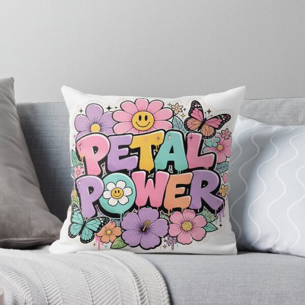 Aperçu de l'œuvre Autocollant graffiti PETAL POWER PNG | Typographie florale colorée | Joli autocollant en vinyle représentant une fleur printanière pour ordinateur portable, carnet et gourde créée et vendue par Stylestickers55.