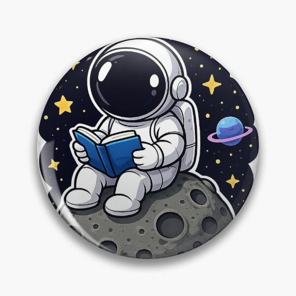 Item preview, Astronaut Reading on Moon Sticker designed and sold by Raysprin.