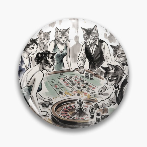 Item preview, Elegant game of feline roulette in a luxury watercolor casino designed and sold by TheCoolCatsMx.