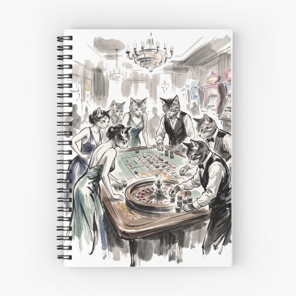 Item preview, Elegant game of feline roulette in a luxury watercolor casino designed and sold by TheCoolCatsMx.