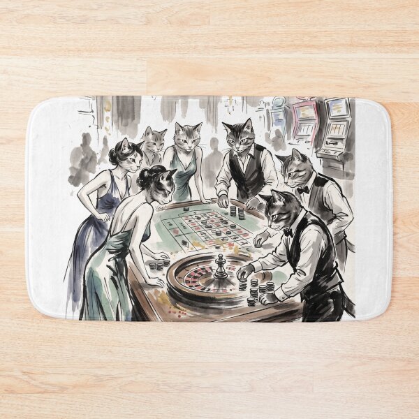 Item preview, Elegant game of feline roulette in a luxury watercolor casino designed and sold by TheCoolCatsMx.