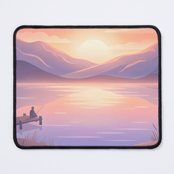 Item preview, Mountain Lake Sunset Landscape Illustration designed and sold by Linework Studio.