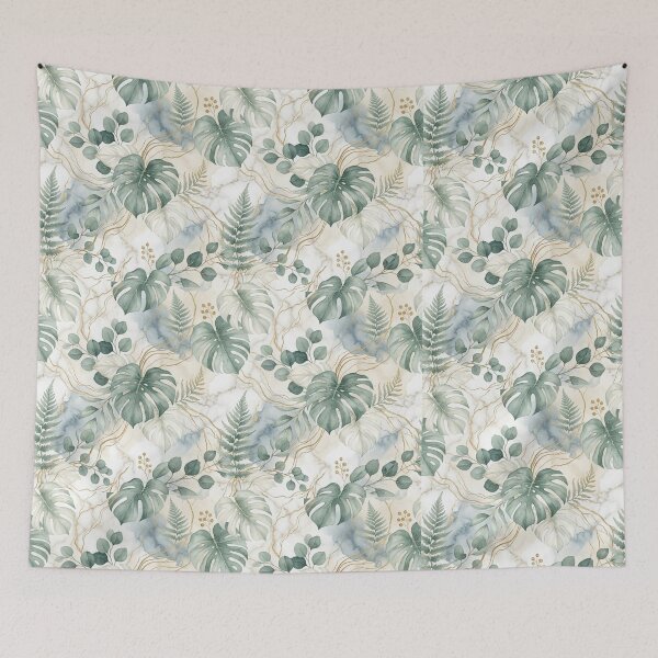 Item preview, Sage Green Gold Marble Botanical Leaves Aesthetic Pattern designed and sold by DreamyBrushArt.