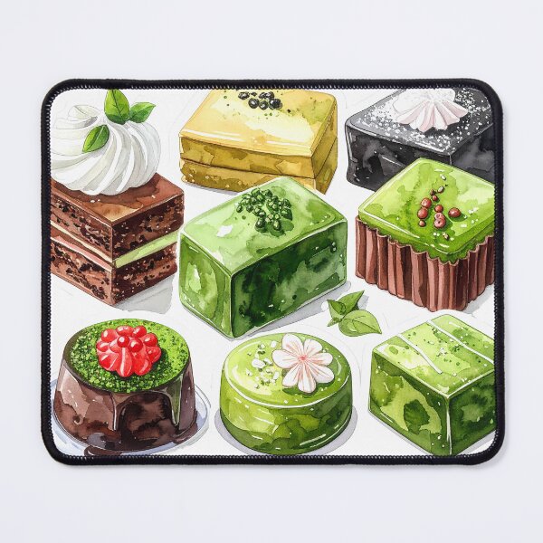 Item preview, Japanese Matcha Cake Watercolor Painting designed and sold by BetweenForms.