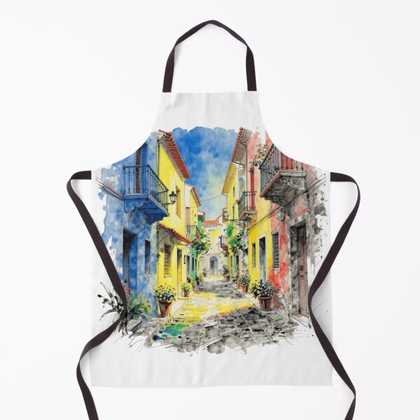 Item preview, Colorful European Alleyway | Watercolor Street Scene designed and sold by WonderWaresGifts.