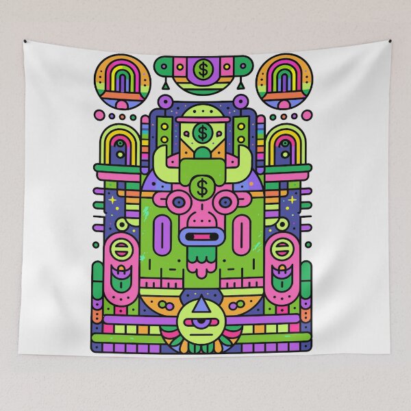 Item preview, Neon Bull Totem — Psychedelic Crypto Guardian designed and sold by Romgora.