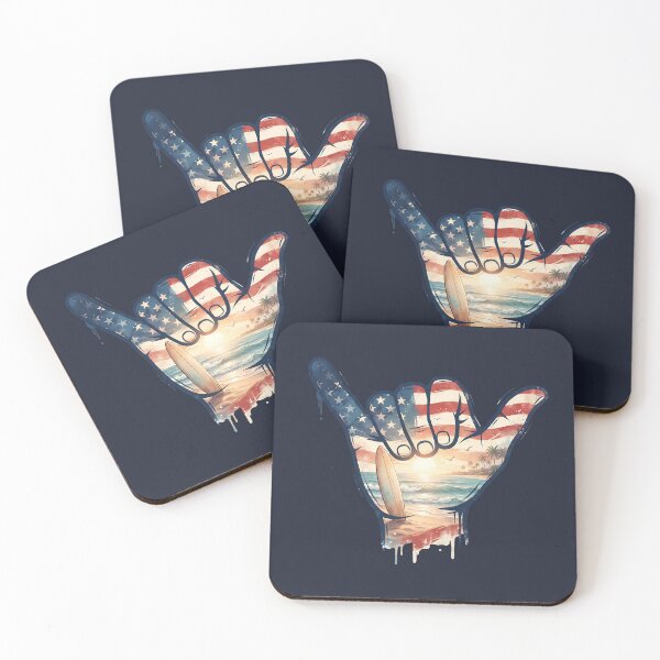 Item preview, USA Shaka American Flag Surf Beach Sunset designed and sold by MythicCotton.