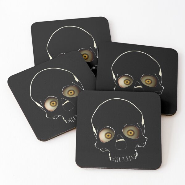 Item preview, Minimalist Skull Silhouette with Glowing Amber Eyes - Dark Surreal Horror Vector designed and sold by GrimNest.