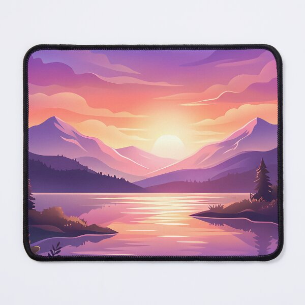 Item preview, Mountain Lake Sunset Oval Landscape designed and sold by Linework Studio.