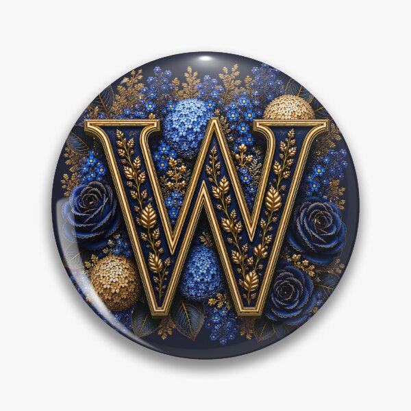 Item preview, Elegant Letter W Monogram with Blue Hydrangeas & Gold Botanical Design | Luxury Floral Initial Art designed and sold by MoodLay.
