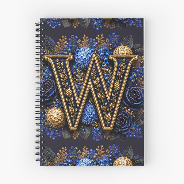 Item preview, Elegant Letter W Monogram with Blue Hydrangeas & Gold Botanical Design | Luxury Floral Initial Art designed and sold by MoodLay.