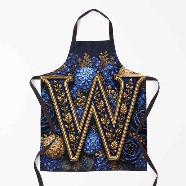 Item preview, Elegant Letter W Monogram with Blue Hydrangeas & Gold Botanical Design | Luxury Floral Initial Art designed and sold by MoodLay.