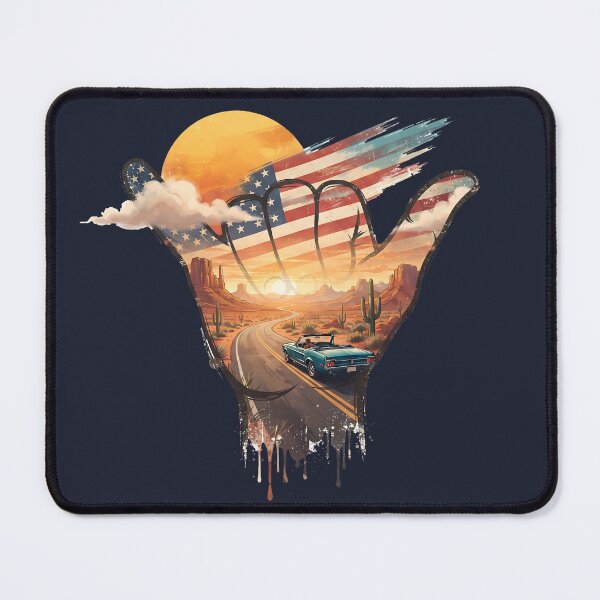 Item preview, USA Shaka Desert Road Trip American Flag designed and sold by MythicCotton.