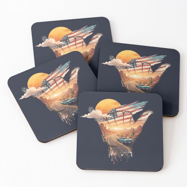 Item preview, USA Shaka Desert Road Trip American Flag designed and sold by MythicCotton.