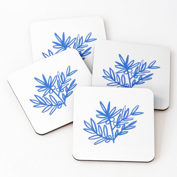 Item preview, Hand-drawn blue botanical branch designed and sold by ElizabethCoelho.