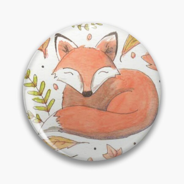 Item preview, Hand Drawn Watercolor Fox in Leaves designed and sold by MyCuriousMagpie.