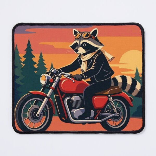 Item preview, Biker Raccoon – Sunset Adventure Ride Art designed and sold by Dogandesighn.