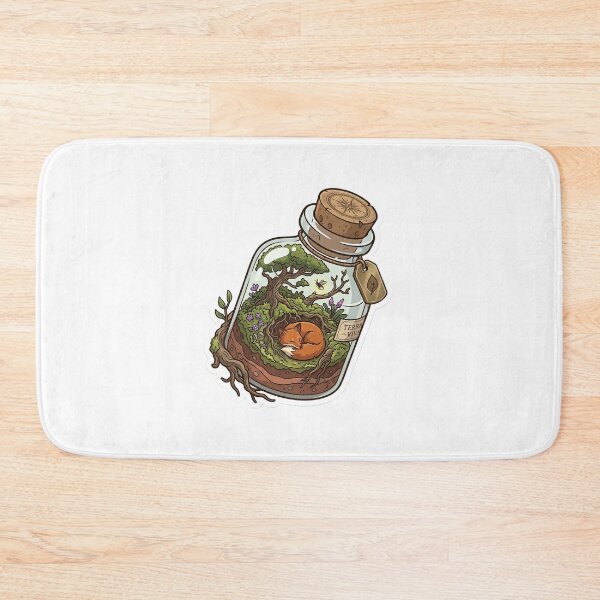Item preview, Enchanted Forest Terrarium Fox Sticker | Cottagecore Nature Bottle Illustration | Whimsical Woodland Art designed and sold by Bhaskar Digital Art.