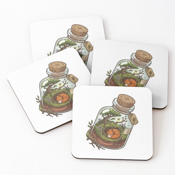 Item preview, Enchanted Forest Terrarium Fox Sticker | Cottagecore Nature Bottle Illustration | Whimsical Woodland Art designed and sold by Bhaskar Digital Art.
