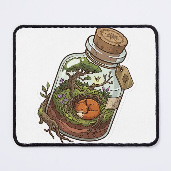 Item preview, Enchanted Forest Terrarium Fox Sticker | Cottagecore Nature Bottle Illustration | Whimsical Woodland Art designed and sold by Bhaskar Digital Art.