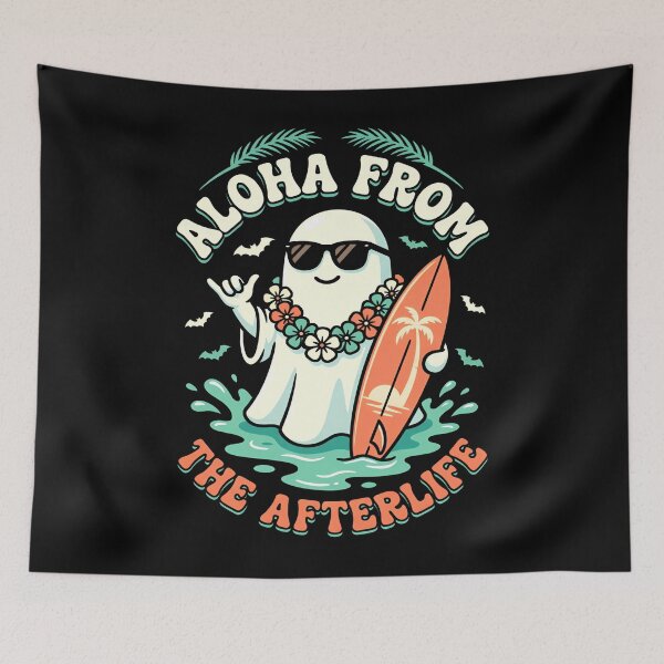 Item preview, Aloha From The Afterlife Funny Ghost Surf Summerween designed and sold by AmazingPics001.