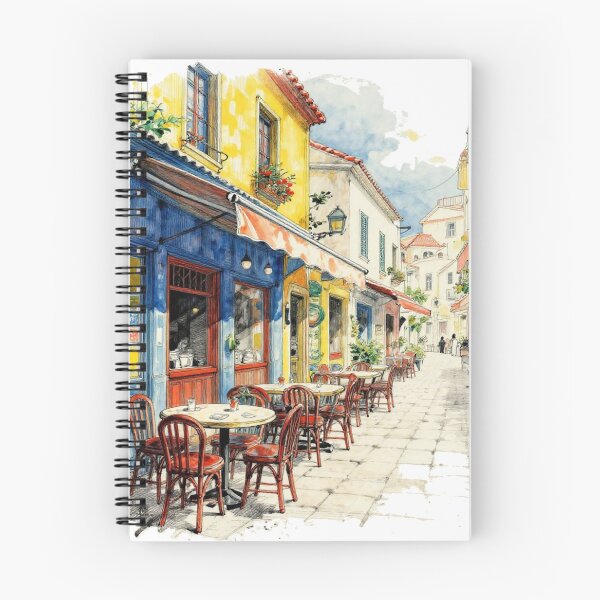 Item preview, European Cafe Street | Watercolor Alley Scene designed and sold by WonderWaresGifts.