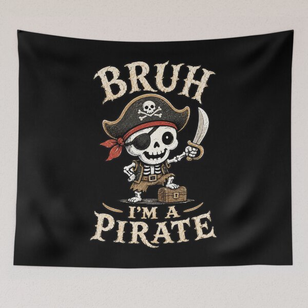 Item preview, Bruh I'M A Pirate Skeleton Captain Halloween Humor designed and sold by AmazingPics001.