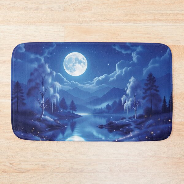 Item preview, Enchanted Moonlit Fantasy Landscape with Glowing Trees 1 designed and sold by Lucia Amaris Art.