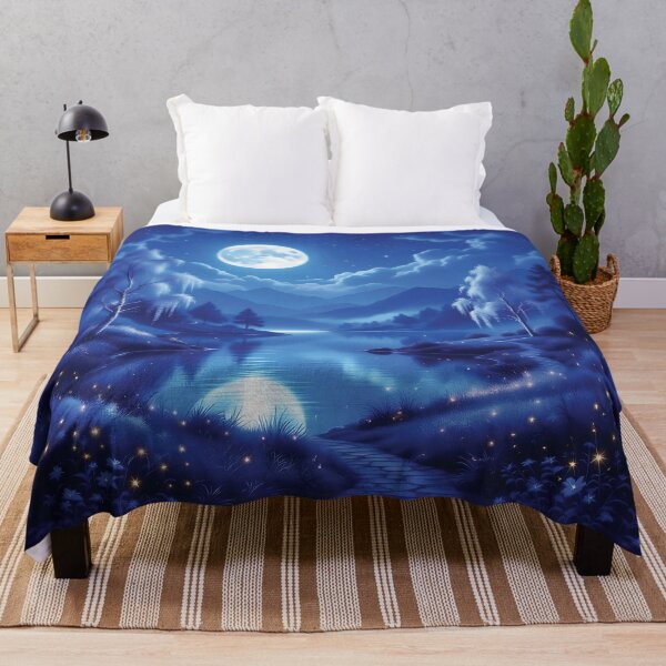 Item preview, Enchanted Moonlit Fantasy Landscape with Glowing Trees 1 designed and sold by Lucia Amaris Art.