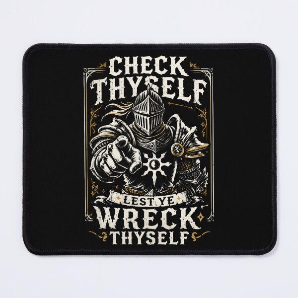 Item preview, Check Thyself Knight Medieval Wreck Thyself Humor designed and sold by AmazingPics001.