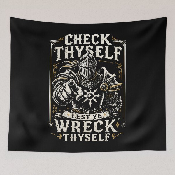 Item preview, Check Thyself Knight Medieval Wreck Thyself Humor designed and sold by AmazingPics001.