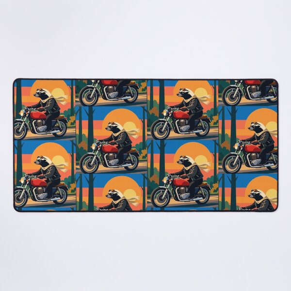 Item preview, Biker Badger – Whimsical Sunset Ride Art designed and sold by Dogandesighn.