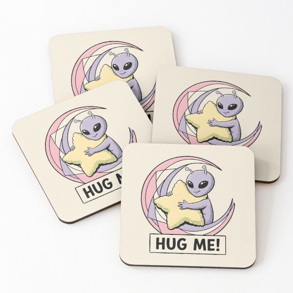Item preview, Hug Me Cute Alien Hugging Star Pillow Retro Pastel Graphic designed and sold by DuckOddity.