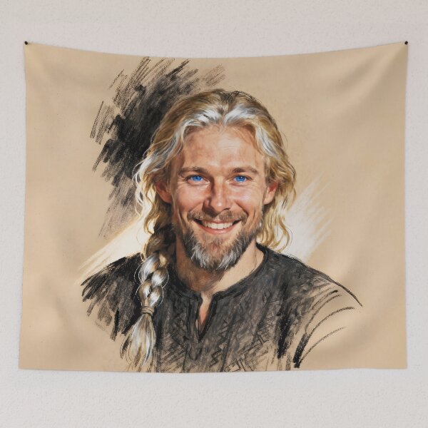 Item preview, Charcoal and Pastel Portrait of a Nordic Man 1 designed and sold by Lucia Amaris Art.