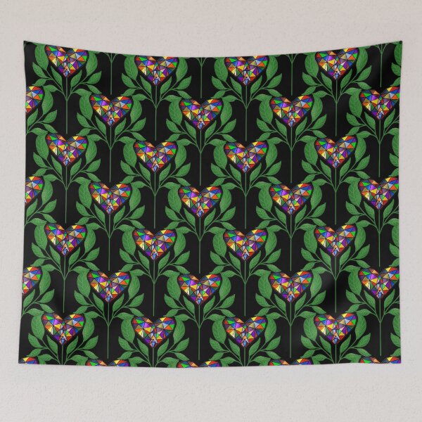 Item preview, Stained Glass Heart Flower Seamless Pattern designed and sold by Cato Designs.