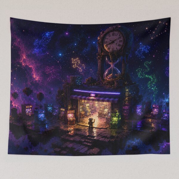 Item preview, Cosmic Arcade Beneath the Constellation Clock designed and sold by pixelpopplanet.