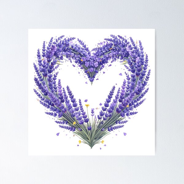 Item preview, Purple Lavender Floral Heart Watercolor Illustration designed and sold by BetweenForms.