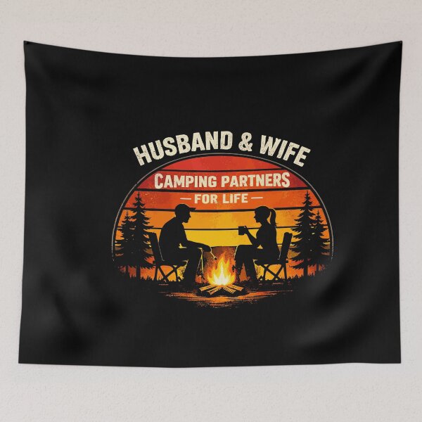 Item preview, Husband And Wife Camping Partners American Flag Camper Art designed and sold by BendyBeasts.