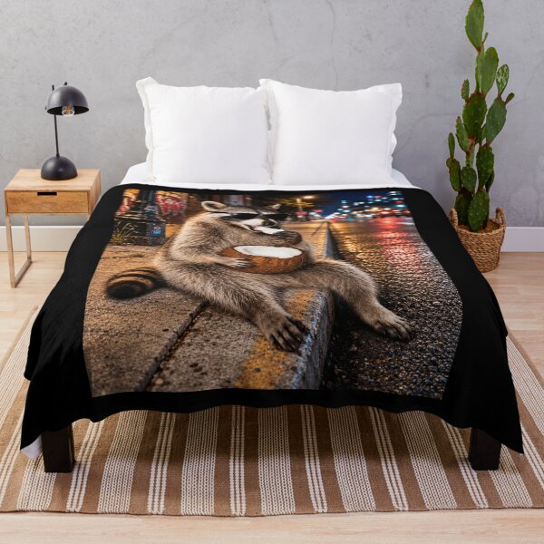 Item preview, Funny Raccoon Eating A Coconut Meme designed and sold by 76Valeria.