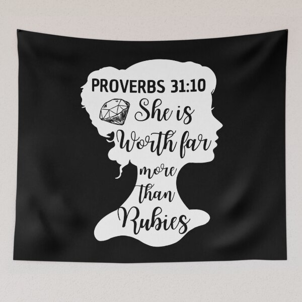 Item preview, Proverbs 31:10 – She Is Worth Far More Than Rubies Christian Quote designed and sold by MoriaStore.