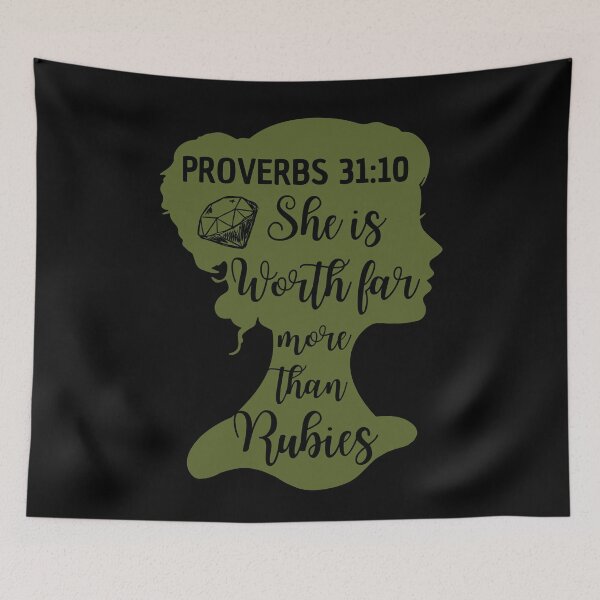 Item preview, Proverbs 31:10 – She Is Worth Far More Than Rubies Christian Quotes designed and sold by MoriaStore.