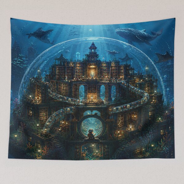 Item preview, Whale City Beneath the Glass Ocean Dome designed and sold by pixelpopplanet.