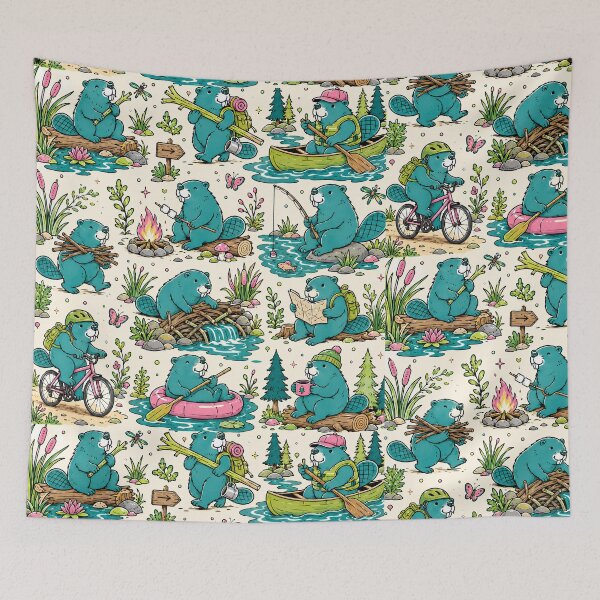 Item preview, Funny Beaver Woodland illustration designed and sold by ice-apparel.