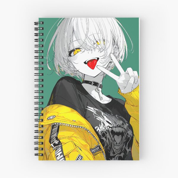 Item preview, Rebellious White-Haired Anime Girl in Yellow Streetwear Jacket designed and sold by Sergii Davydenko.