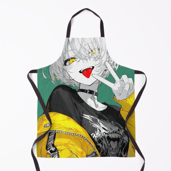 Item preview, Rebellious White-Haired Anime Girl in Yellow Streetwear Jacket designed and sold by Sergii Davydenko.