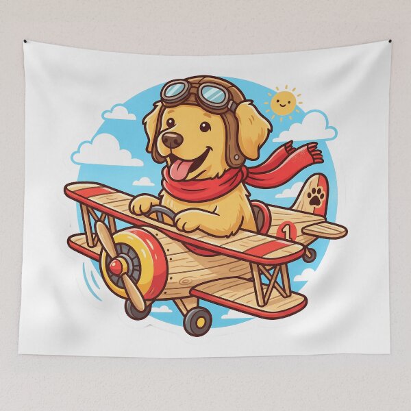 Item preview, Cute Golden Retriever Pilot Airplane designed and sold by Design-Illusi0n.