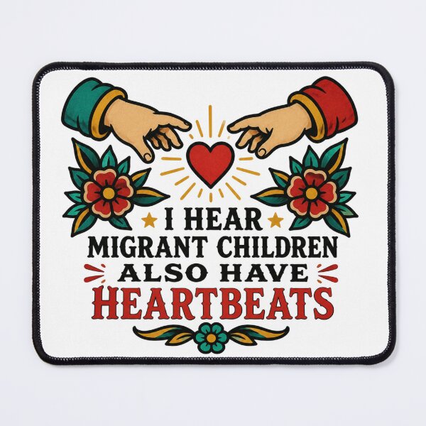 Item preview, I Hear Migrant Children Also Have Heartbeats Folk Art Hands And Heart Gift for Advocates designed and sold by Nightarel.