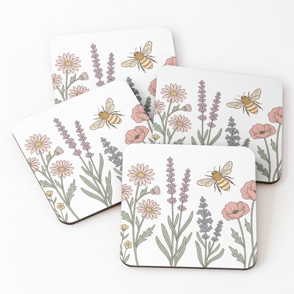 Item preview, Wildflowers and Honey Bee Botanical Cottagecore designed and sold by AestheticTrd.