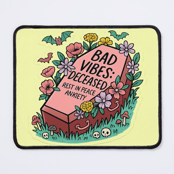 Item preview, Bad Vibes Deceased Rest in Peace Anxiety Goth Coffin T-Shirt | Cute Spooky Floral Halloween Design designed and sold by designbyuzi.