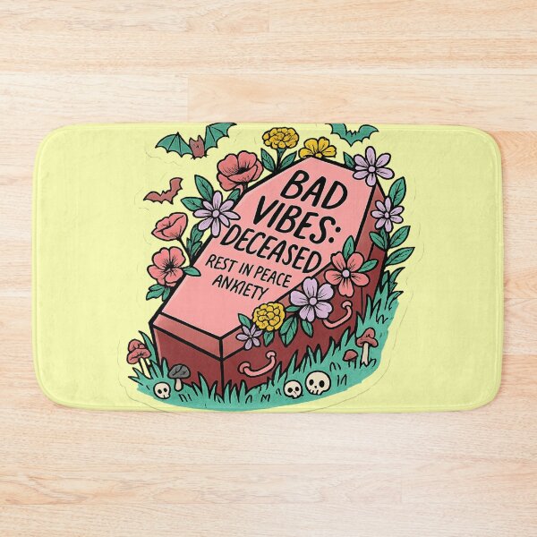 Item preview, Bad Vibes Deceased Rest in Peace Anxiety Goth Coffin T-Shirt | Cute Spooky Floral Halloween Design designed and sold by designbyuzi.